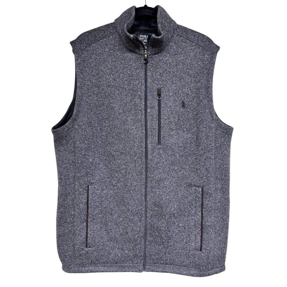 Polo Ralph Lauren Brushed Fleece Full-Zip Vest‎ Heather Gray Men's Sz Large Tall
